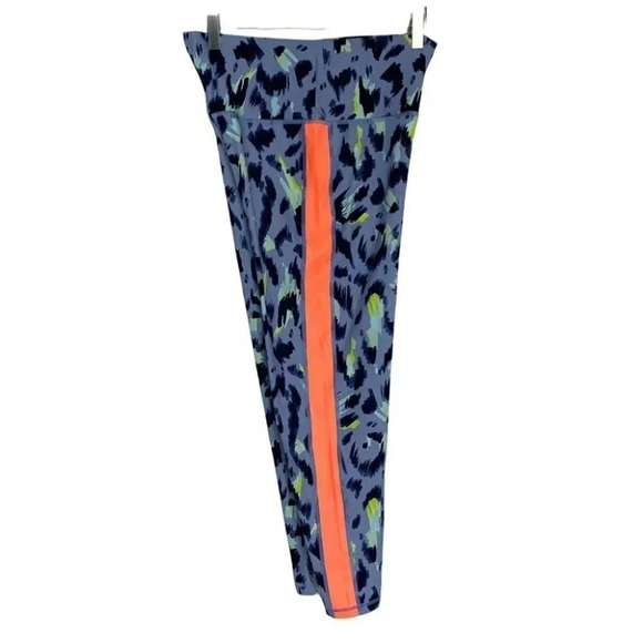 Aerie‎ chill play move XL blue animal print with orange side stripe leggings - Picture 1 of 5